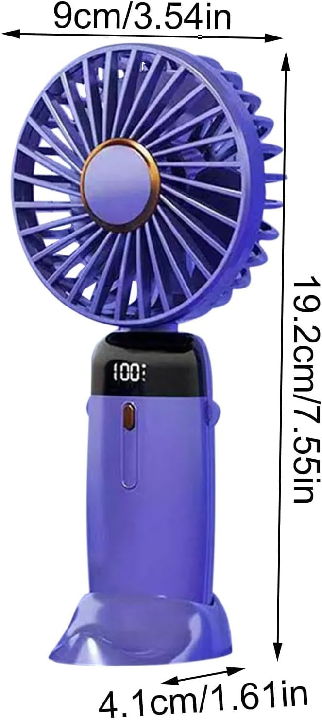 AHUJA INTERNATIONAL Modern Mini Small Fan 3 in 1 Portable USB Rechargeable 5 Speed 6 hours with Display, 90° Foldable Fan For Personal Hand,Neck,Pocket & Desk, Makeup Women Fan Blue , Pack of 1
