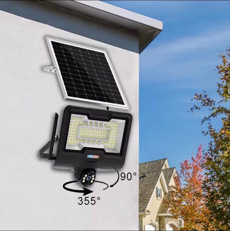 Ahuja International Yodha WiFi Solar CCTV with 150W Solar Flood Light, 5MP FHD PTZ Security Camera, Human Detection, Two-Way Audio, Night Vision, 360° Rotation, IP66 V380 Pro App, 256GB SD Support