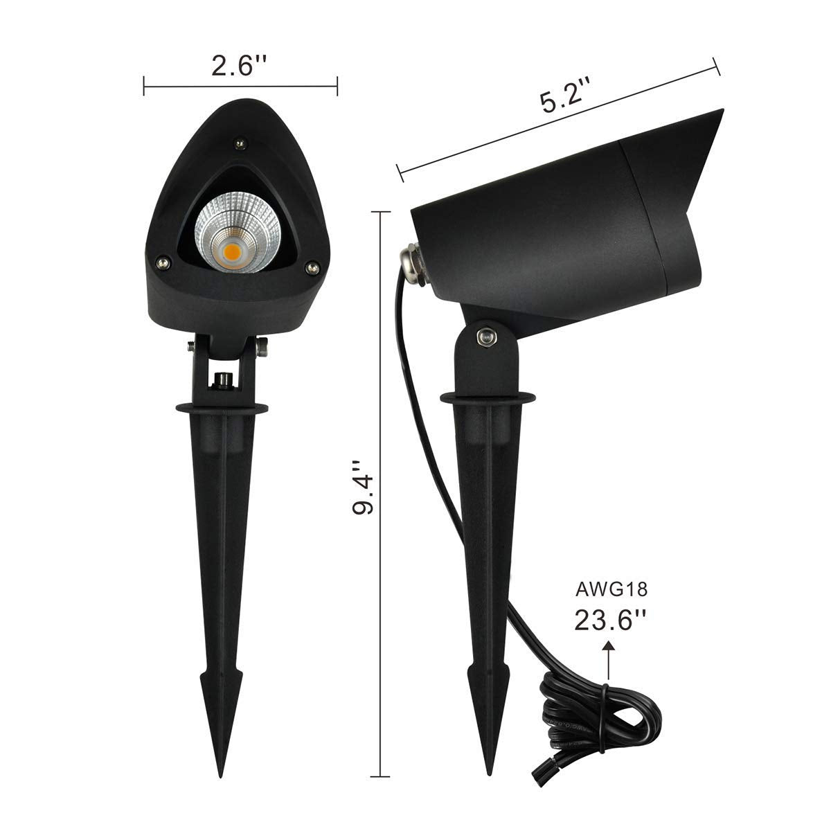 AHUJA INTERNATIONAL 12W Garden Spike Light with Spike Stand, Outdoor Waterproof Landscape Spotlight, Corded Electric Garden Light for Lawn, Pathway & Yard (2-Year Warranty) Warm White) Pack of 1)