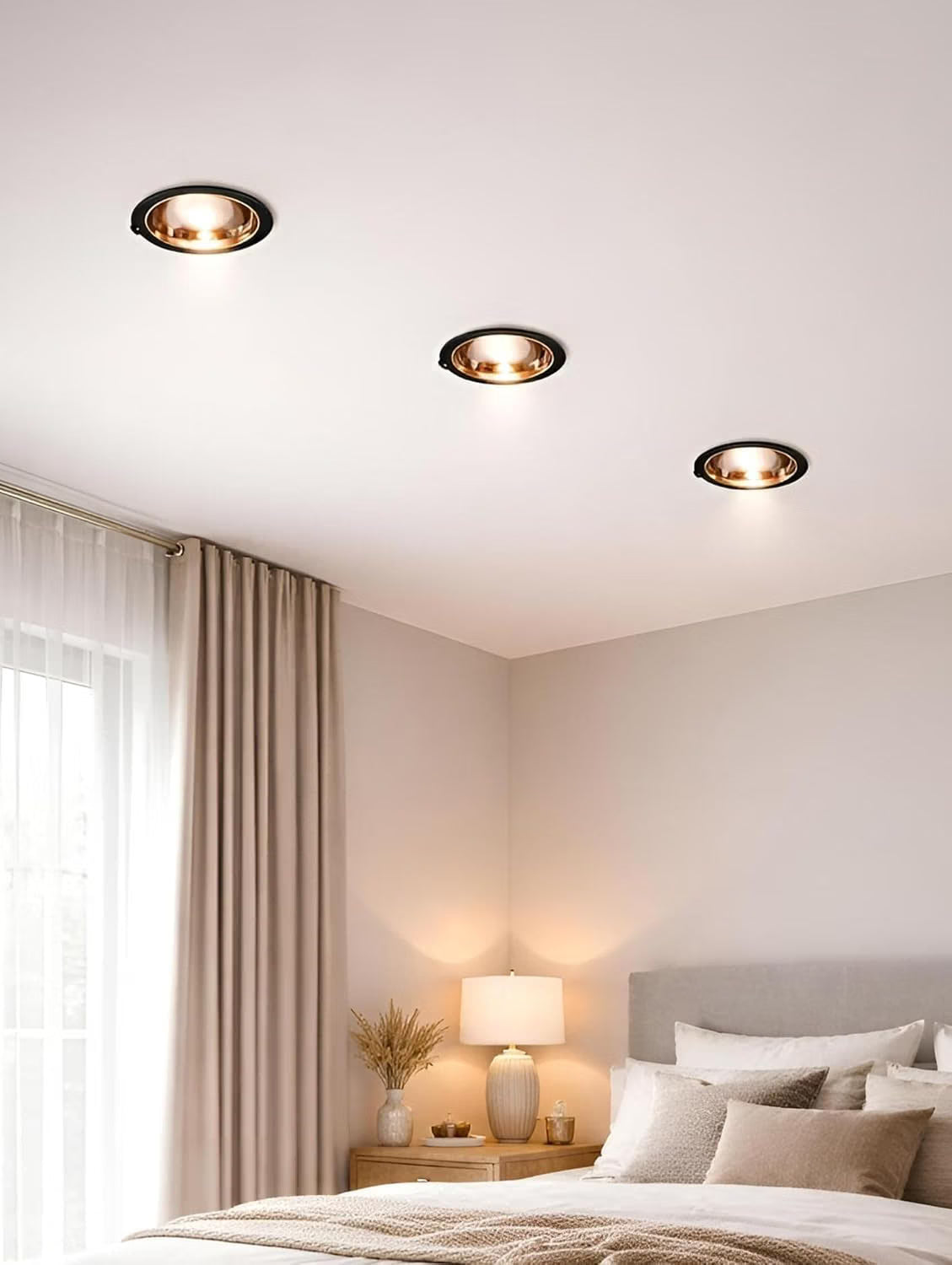 AHUJA INTERNATIONAL Round Recessed Panel Ceiling Fall Light Energy Efficient Downlight for Home & Office Flush Mount 2 Year Warranty Black + Rosegold 95 mm Cutout 12 Watts , Pack of 1