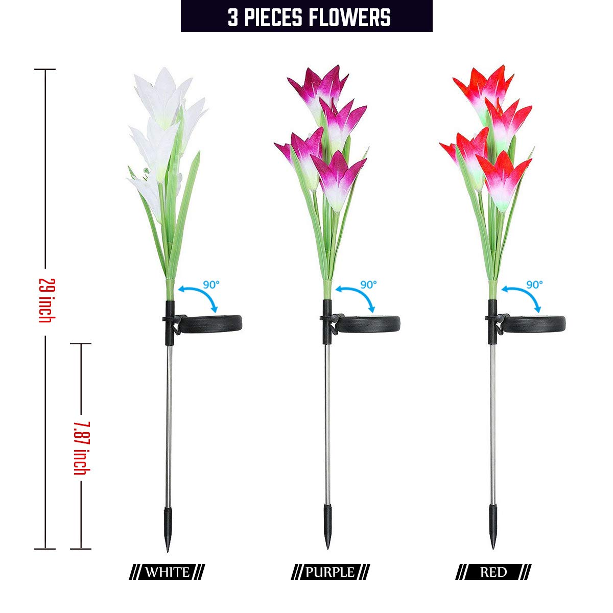 Ahuja International Lilly flowers, Waterproof Decorative with Stake for Outdoor Yard Pathway Outside Patio Lawn