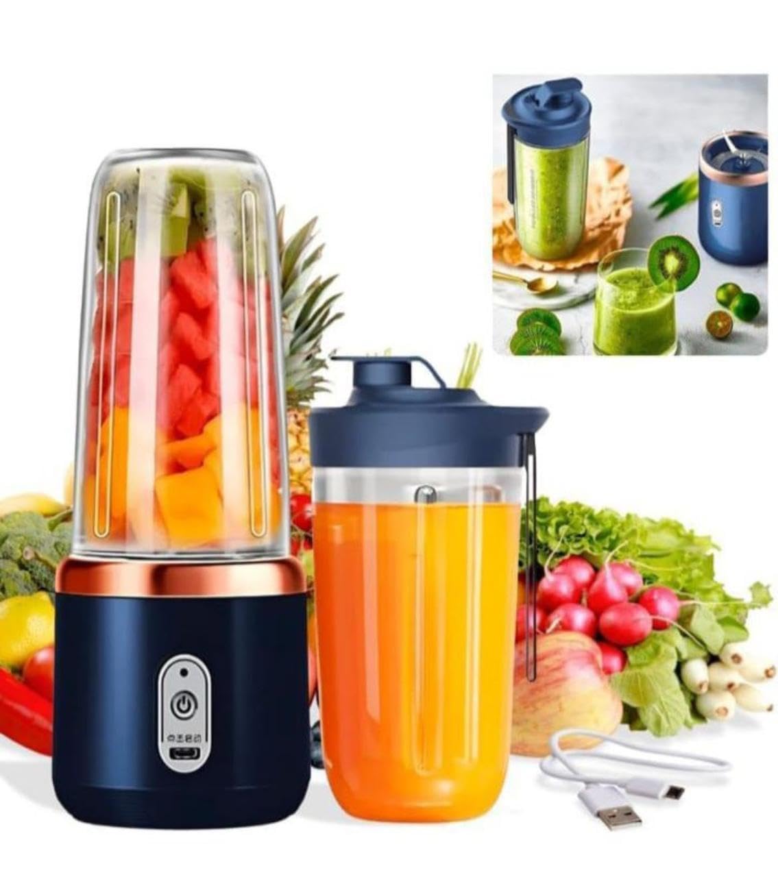 Ahuja International Portable Blender for Smoothies Juices 400ML Compact Jar Soft Fruits 40W Motor Crushes Ice Auto-Stop After 40s 1500mAh Juicer Built-in Jar Rechargeable Mini Blender Bottle Mixer