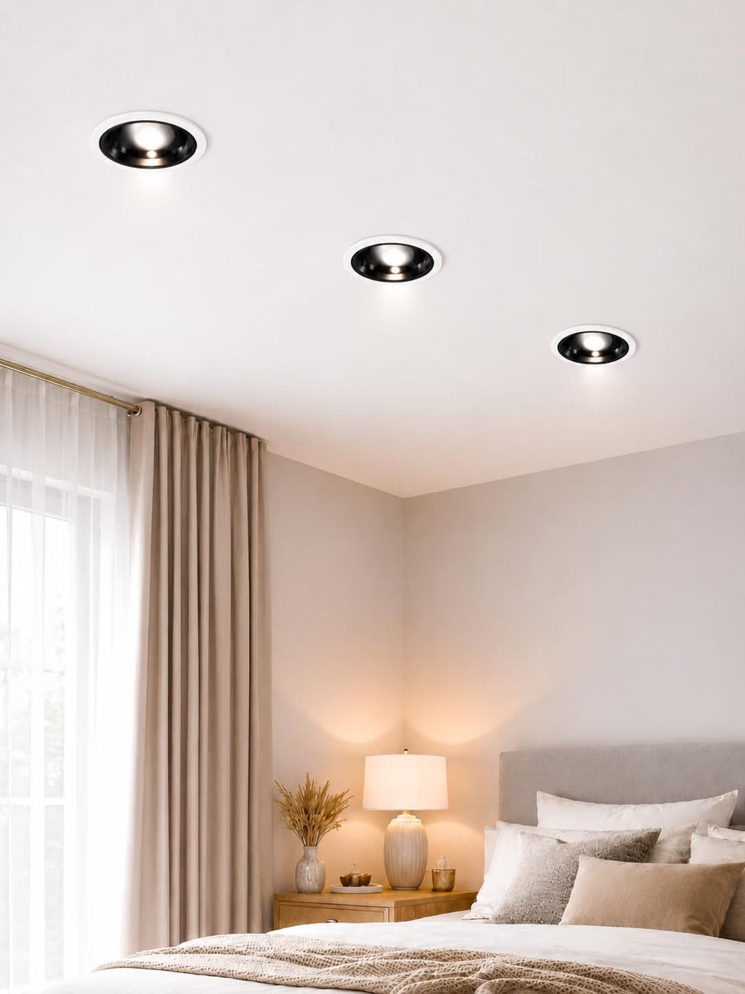 AHUJA INTERNATIONAL Round Recessed Panel Ceiling Fall Light Energy Efficient Downlight for Home & Office Flush Mount 2 Year Warranty White + Black 95 mm Cutout 12 Watts , Pack of 1