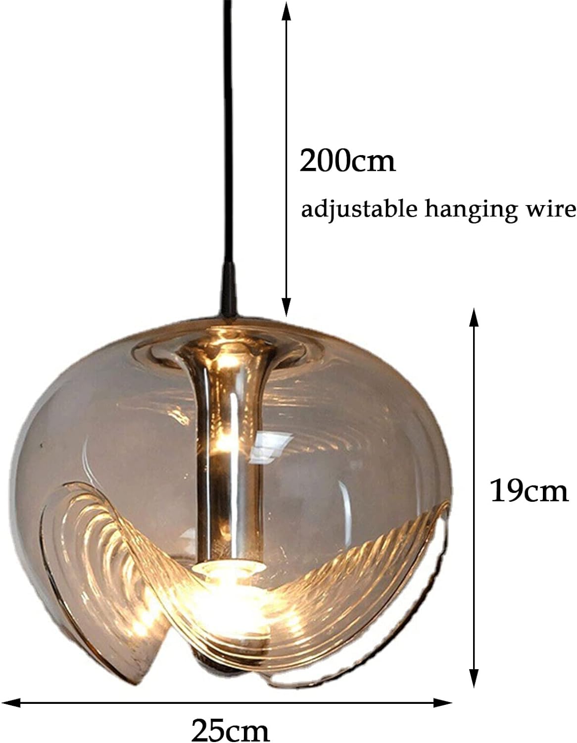 AHUJA INTERNATIONALPendant Lights, Modern Indoor Glass Pendant Light Creative Ceiling Light Simple Single Head Chandelier with Spherical Glass Shade E27/E26 Bulb Interface Hanging Light for Dinning Room Corridor Kitche