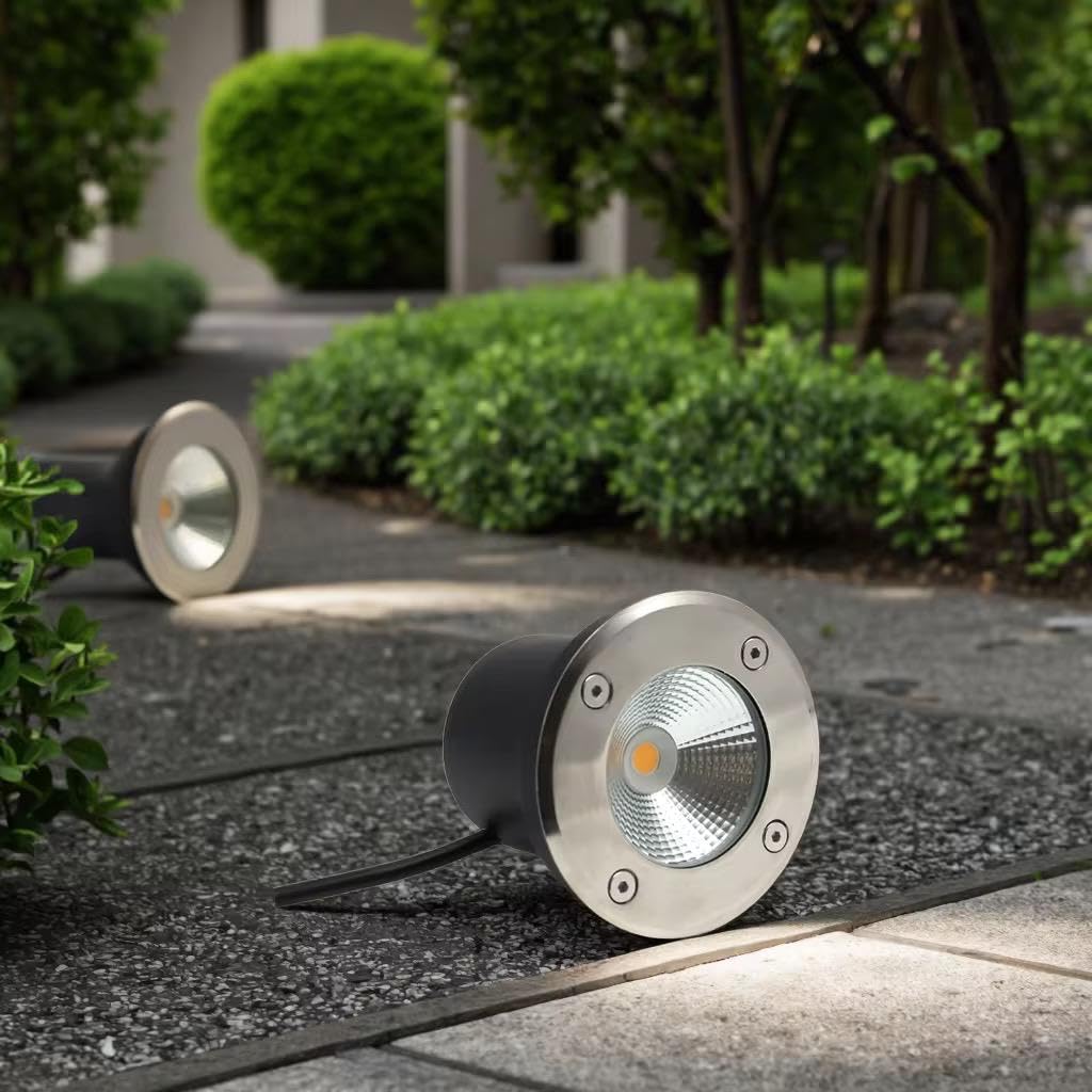 AHUJA INTERNATIONAL Ground Burial Outdoor Path Light Stainless Steal Plate Aluminum Body 220V Direct IP65 Underground Light Buried Recessed Floor Outdoor Lamp Warm White ,2 Year Warranty