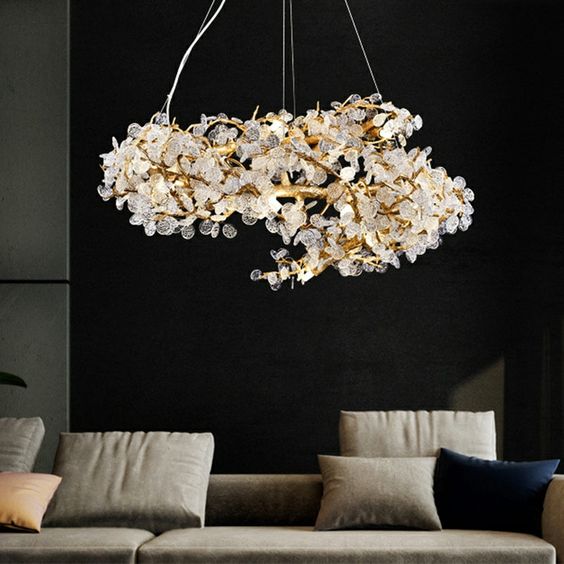 Ahuja International Luxury Chandelier Circle Branch Crystal Chandelier Living Room Lamp Restaurant Led Lighting Luxury Decorative Chandelier (600/800mm)