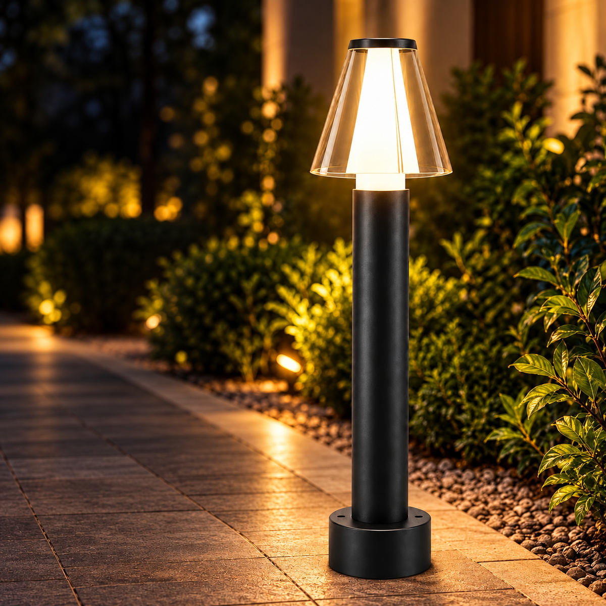 AHUJA INTERNATIONAL 12W Bollard Light 2 Feet Outdoor Garden Pathway Light Warm White Decorative Post Light for Lawn, Walkway, Driveway & Landscape IP65 Weather Resistant (2-Year Warranty)