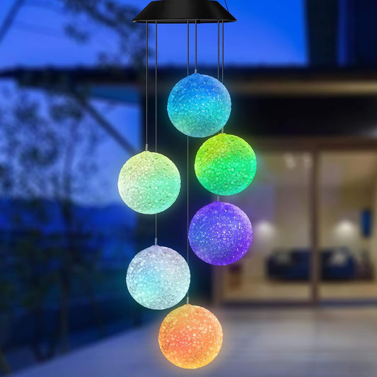 Ahuja International Solar Power Wind Chime Spiral Spinner Crystal Ball Wind, Waterproof Outdoor Decorative Romantic Wind Bell Light for Garden (Crystal Ball)
