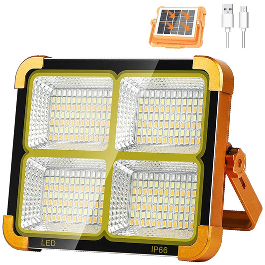 AHUJA INTERNATIONAL Solar Light - Portable Flood Light with Solar Powered & USB Battery Rechargeable 5 Modes Portable Camping Lamp - Ideal for Hurricane, Garage, Fishing, Emergency