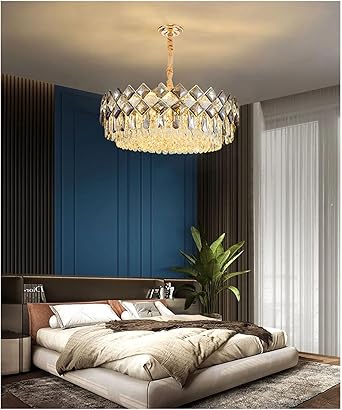 Ahuja International Luxury Modern Golden Decoration LED Pendant Light Ceiling Crystal Chandeliers Light