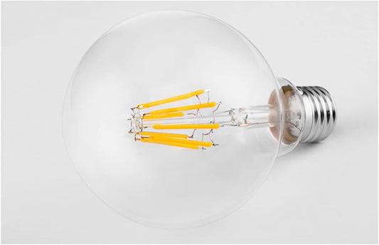 AHUJA INTERNATIONAL Antique Filament G95 Dimmable Vintage Round Shape Bulb 6 Watts Bulb Base E27 for Indoor,Outdoor Patio, Bar, Cafe Decorative Light Bulb Clear Glass ,Warm & Yellow Pack of 1