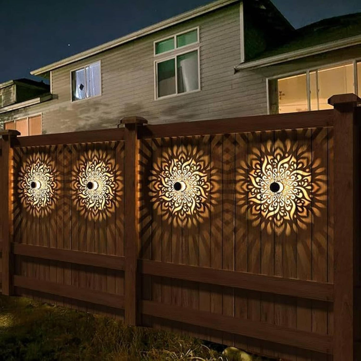 AHUJA INTERNATIONAL Solar Mandala Light Fixture with Intricate Mandala Design, Electric Plus Solar Powered Outdoor/Indoor Lamp for Boundary, Balcony, Entrance & Pathway Light Warm White  Pack of 1