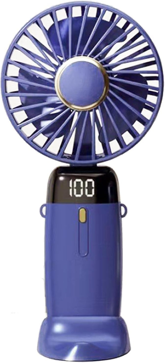 AHUJA INTERNATIONAL Modern Mini Small Fan 3 in 1 Portable USB Rechargeable 5 Speed 6 hours with Display, 90° Foldable Fan For Personal Hand,Neck,Pocket & Desk, Makeup Women Fan Blue , Pack of 1
