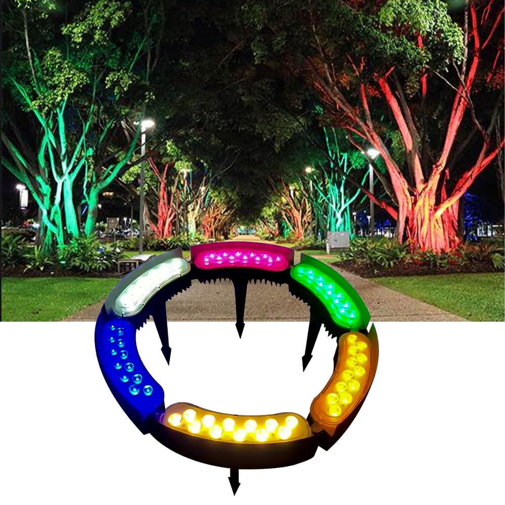 Ahuja International Led Tree Hugging Light Outdoor IP65 Waterproof Spotlight Garden Scene Palm Tree 12w Color Circular Tree Illumination Light, Multi RGB, Customizable