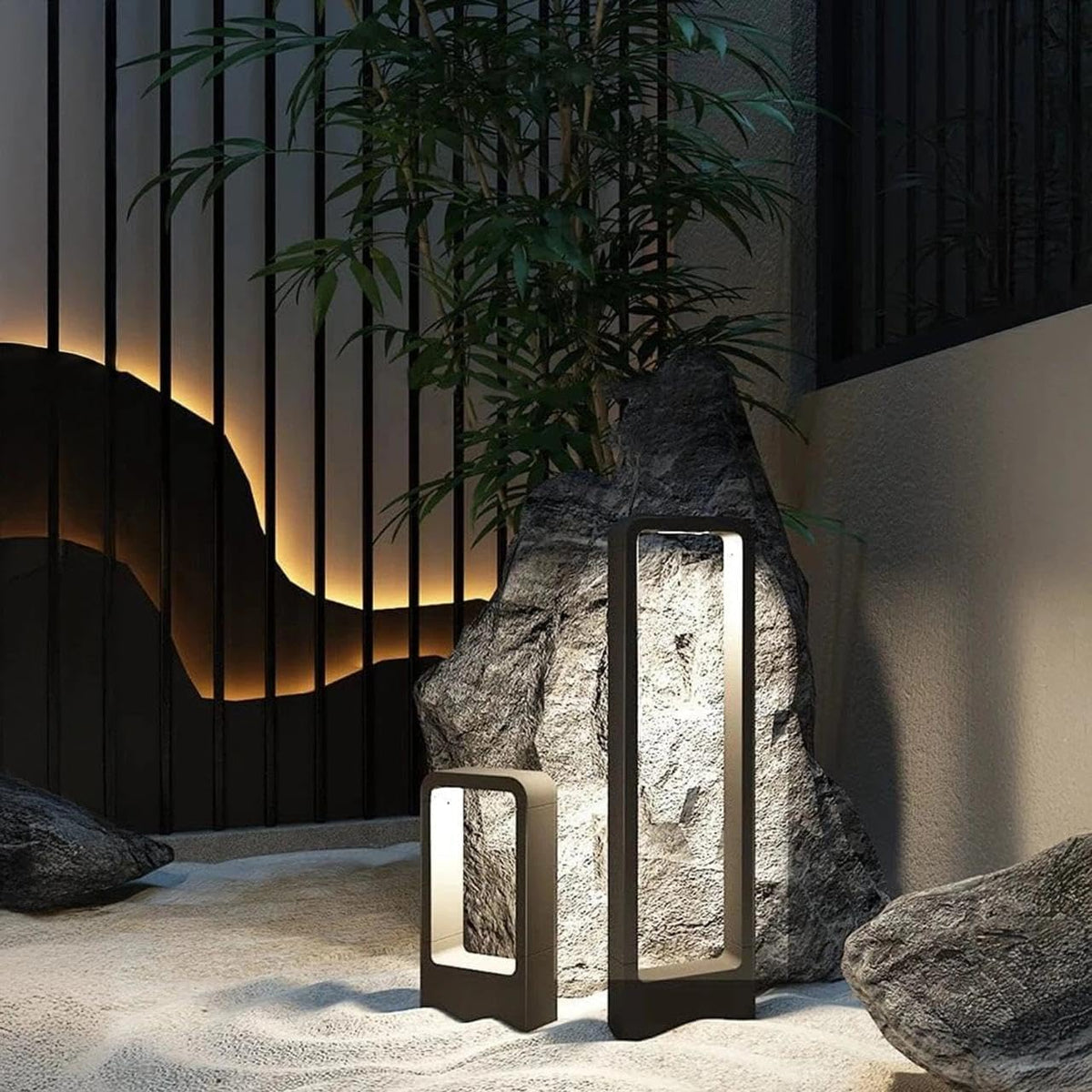 AHUJA INTERNATIONAL Modern Gate & Bollard 2ft Bollard Light IP65 Waterproof Garden Post Light, Rectangular  Lamp for Pathway, Lawn, Driveway, Entrance – Warm White 2-Year Warranty, 600 mm