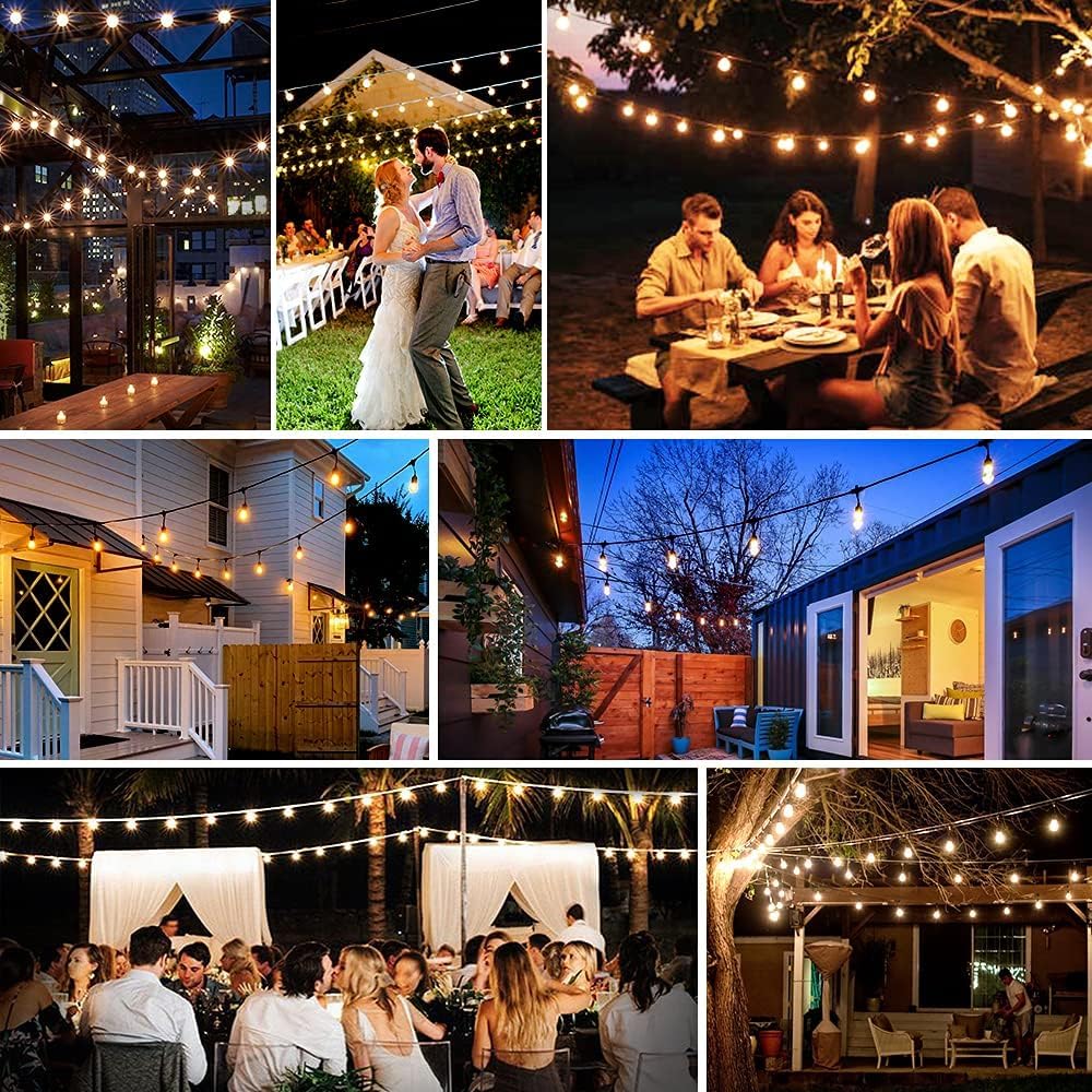 Ahuja international Solar String Light 5 Meter 10 Holder with 10 Bulb Outdoor Waterproof Patio Lights Solar Powered Edison Bulbs Warm White Outdoor String Lights for Garden, Backyard, Porch, Balcony
