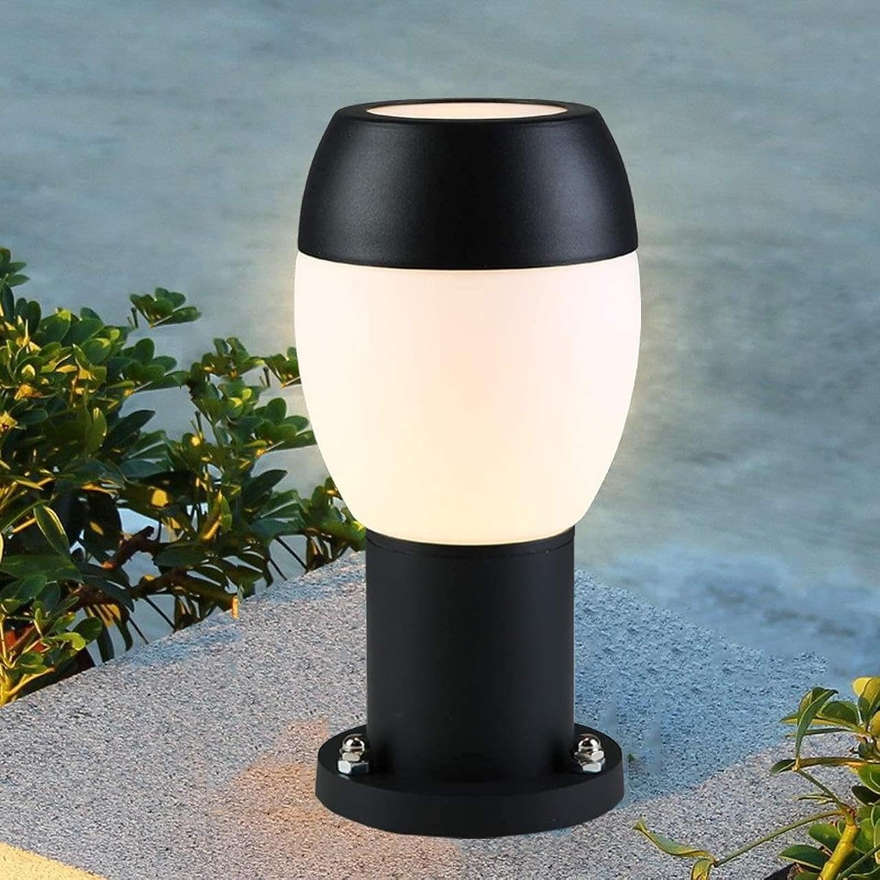 AHUJA INTERNATIONAL Garden Gate Light 7W Outdoor Pillar Light Fence Column Plastic Shell with Glass Exterior Post Lamp Suitable for Courtyard, Terrace, Balcony Gate Light Warm White , Size 320mm