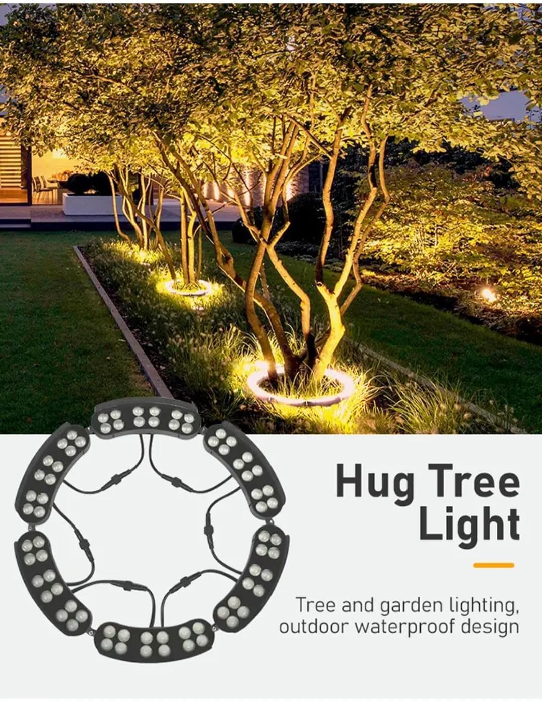 AHUJA INTERNATIONAL Tree Hugging Light Outdoor IP65 Waterproof Spotlight Garden Scene Palm Tree 18w Color Circular Illumination Customizable Light for Garden, Warm White (2-Year Warranty)