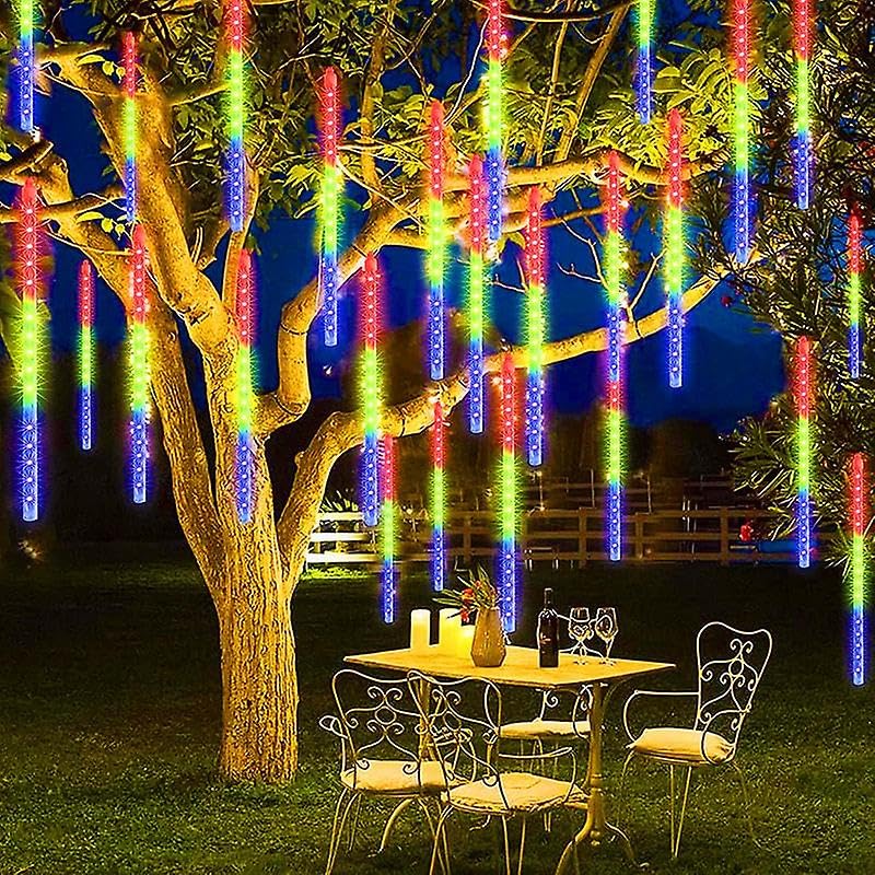 AHUJA INTERNATIONAL Rain Drop Lights, LED Meteor Shower Lights8 Tubes,Falling Lights for Diwali,Christmas Decoration, Home,Tree Light Outdoor (Warm White/RGB)(18 inch/40 inch (40 INCH RGB)