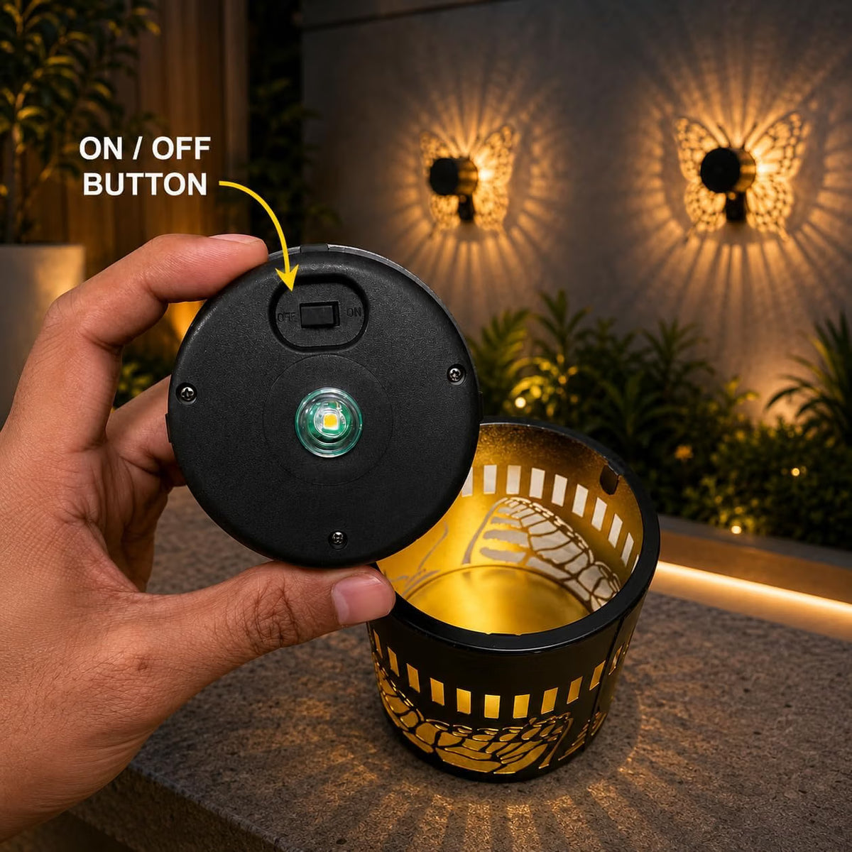 AHUJA INTERNATIONAL Solar Butterfly Garden Wall Light, Outdoor Waterproof Decorative Lamp, Solar Powered Auto Dusk to Dawn Light for Garden, Balcony, Fence & Pathway