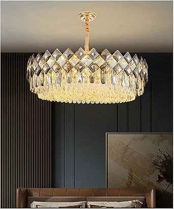 Ahuja International Luxury Modern Golden Decoration LED Pendant Light Ceiling Crystal Chandeliers Light