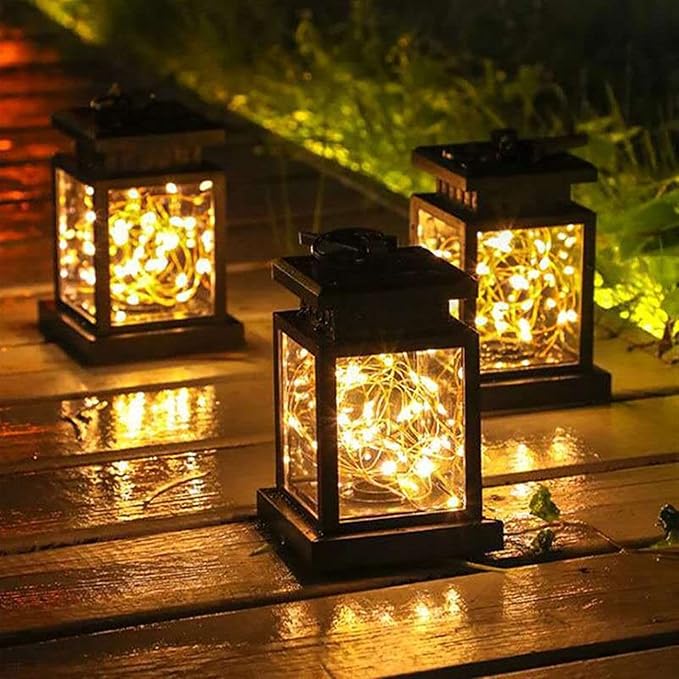 Ahuja International Solar Lanterns Outdoor Waterproof Hanging Lantern Lamp 30 LED Solar Tree Lights Outdoor, Solar Camping Lights, Lantern Decorative For Patio Yard Camping Garden Christmas Decor(1 Pack),Warm White