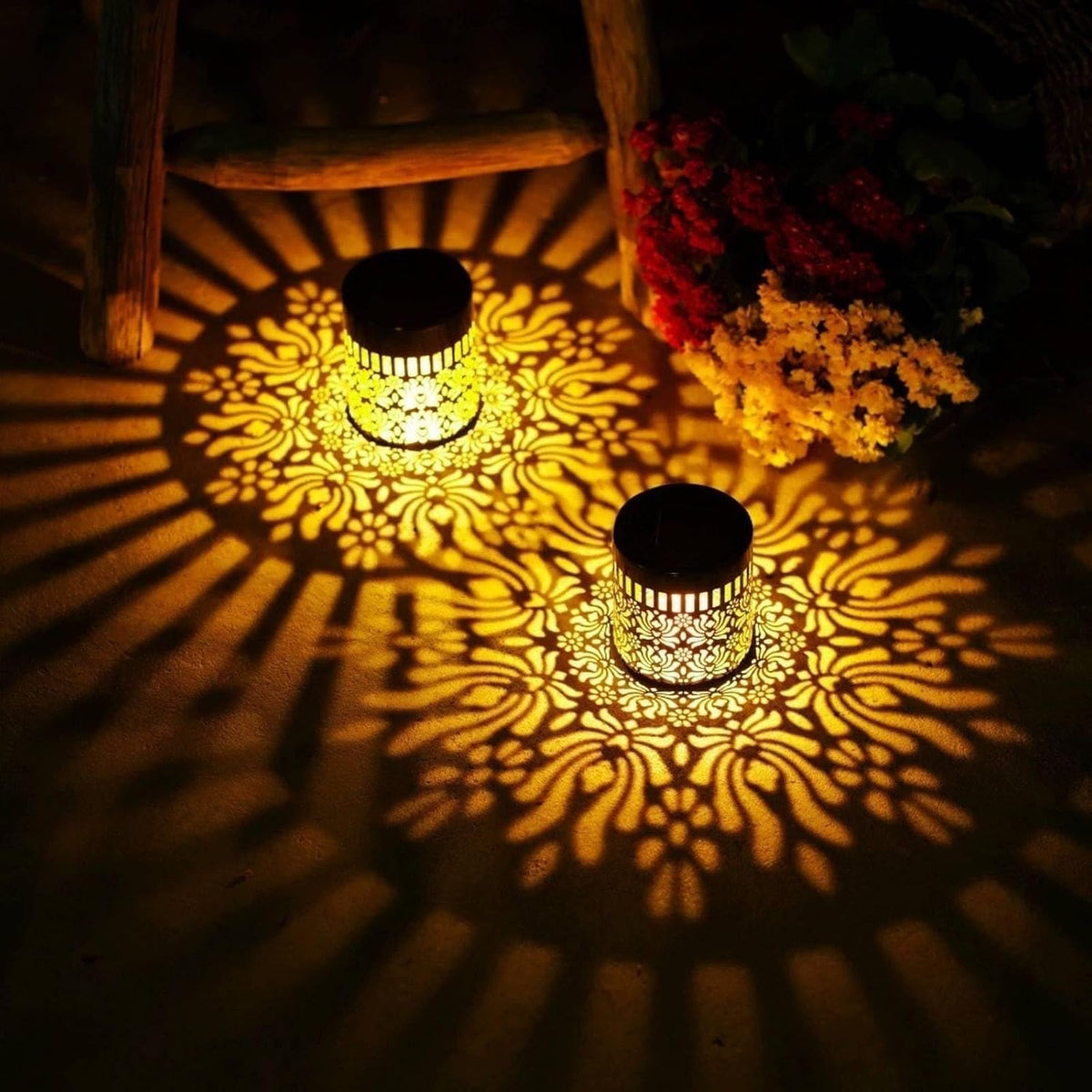 AHUJA INTERNATIONAL Solar Mandala Light Fixture with Intricate Mandala Design, Electric Plus Solar Powered Outdoor/Indoor Lamp for Boundary, Balcony, Entrance & Pathway Light Warm White  Pack of 1