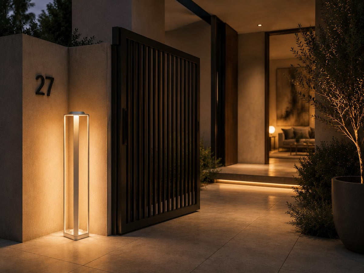 AHUJA INTERNATIONAL Modern Outdoor Bollard Light Sleek Grey Body Landscape Lamp Warm White for Garden, Pathway & Driveway Lawn, Park, Walkway & Décor Weather-Resistant Pillar Light Big Lamp,  Pack of 1