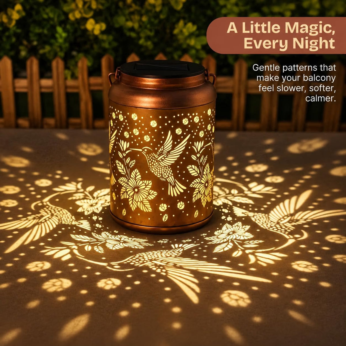 AHUJA INTERNATIONAL Solar Hanging Lantern Outdoor Hummingbird Decorative WaterproofA1 Auto Dusk to Dawn Light for Garden, Balcony, Fence & Pathway, Warm White ( Pack of 1 )