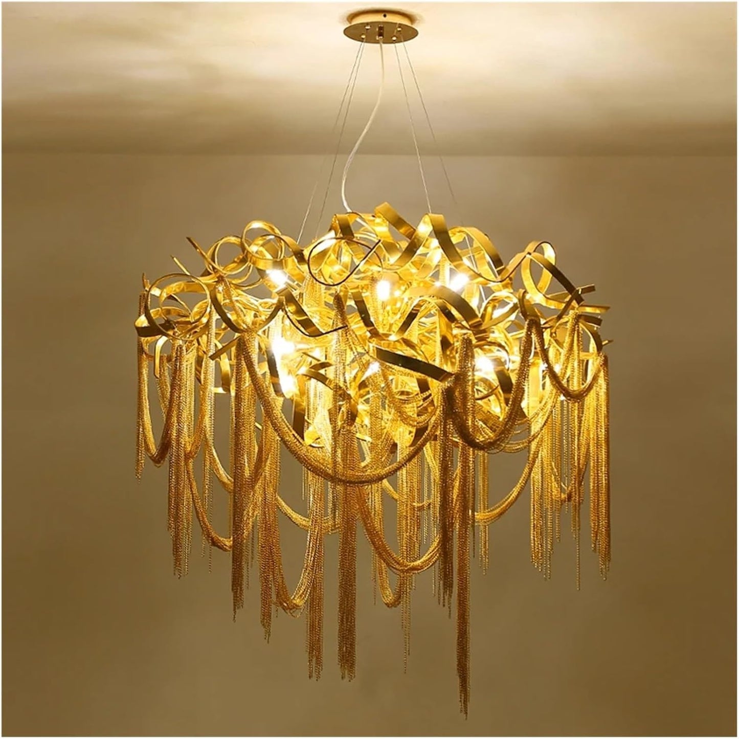 Ahuja International Modern Luxury Chandelier Light Chain Tassel Living Room Dining Room Chandelier Villa Lamps ( 600/800MM)