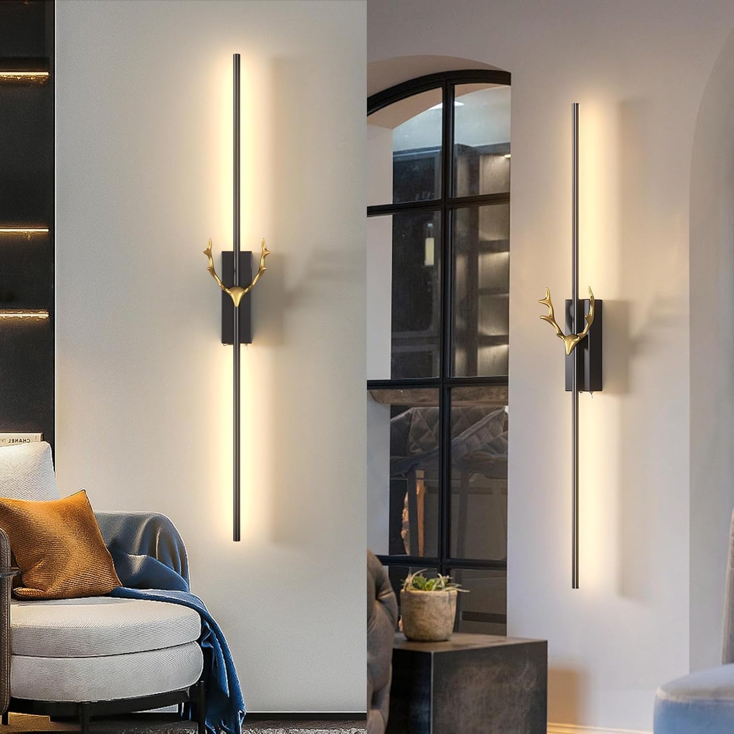 AHUJA INTERNATIONAL Modern Stylish Luxurious Antler Sleek Long Tube Wall Light 12W Light Fixture Form Vanity,Mirror Picture, Bedside Wall Light 600 MM , Warm White, Cool White, Natural White