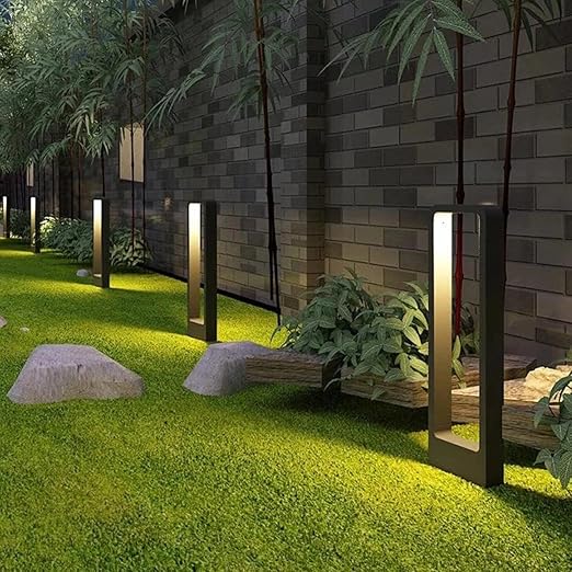 AHUJA INTERNATIONAL Modern Sleek Rectangular 2ft Bollard Garden Light Black Outdoor Post Light Ip65 Household Waterproof Pole Lantern Lamp Pillar Warm White,Garden Light (2 Year Warranty)