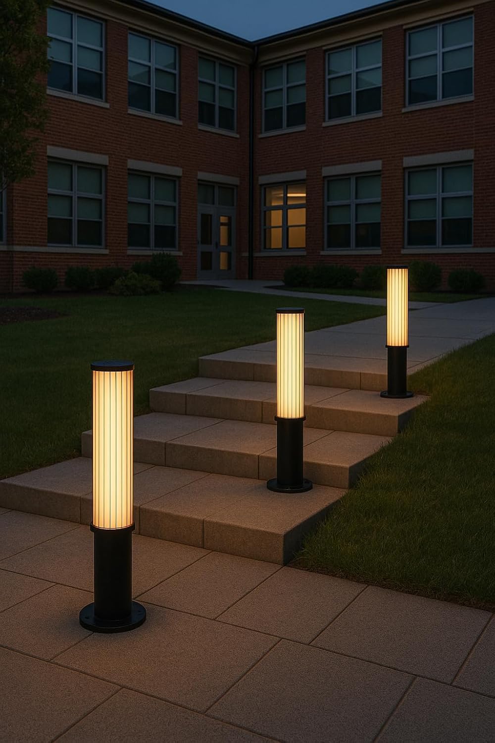 AHUJA INTERNATIONAL Modern Bollard Garden Light 18W Cylindrical Shape Black Body Outdoor Light Fixture for Outdoor Pathways, Lawns, Entrances, Driveways, and Landscape Light Warm White