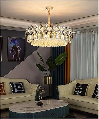 Ahuja International Luxury Modern Golden Decoration LED Pendant Light Ceiling Crystal Chandeliers Light