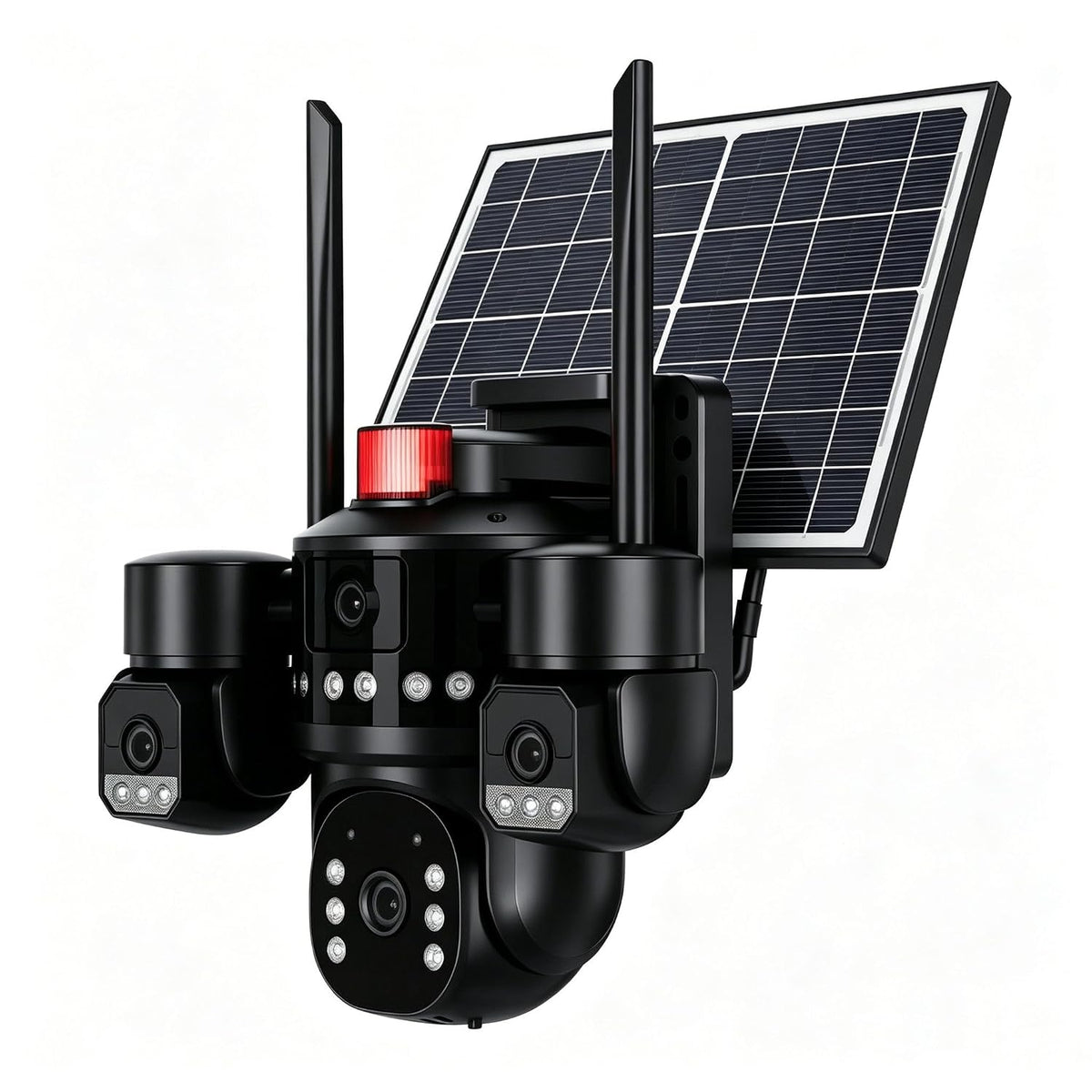 AHUJA INTERNATIONAL SIM 4 Solar CCTV Camera 4 Lens 4G/5G SIM Enabled Wireless Security Camera, 360° View, 4-Way Audio, Night Vision, Human Detection, IP66