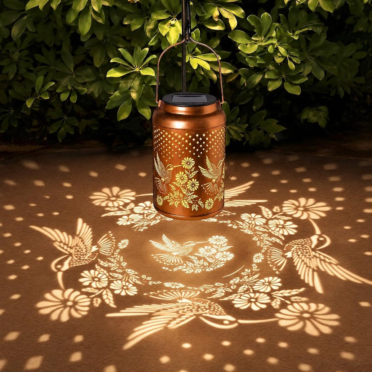 AHUJA INTERNATIONAL Solar Hanging Lantern Outdoor Hummingbird Decorative WaterproofA1 Auto Dusk to Dawn Light for Garden, Balcony, Fence & Pathway, Warm White ( Pack of 1 )