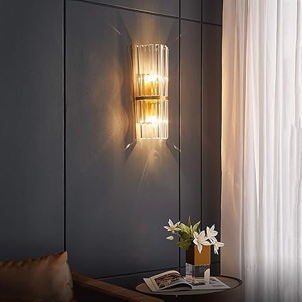 Ahuja International Luxury Crystal Copper Wall Lamp Modern Style Wall Sconces with Brass Base