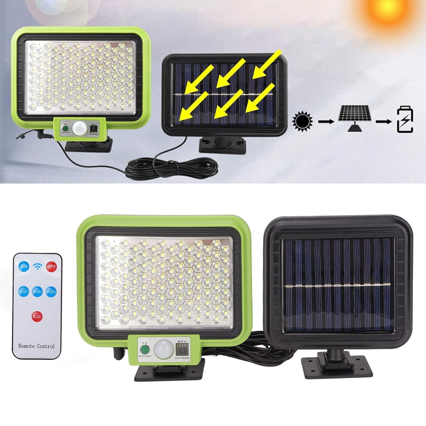 Ahuja International Solar Flood Light Split Type (120 lm) 35W Solar Panel Motion Sensor Rechargeable Outdoor Solar Flood Lights Rechargeable Solar Garage Lights
