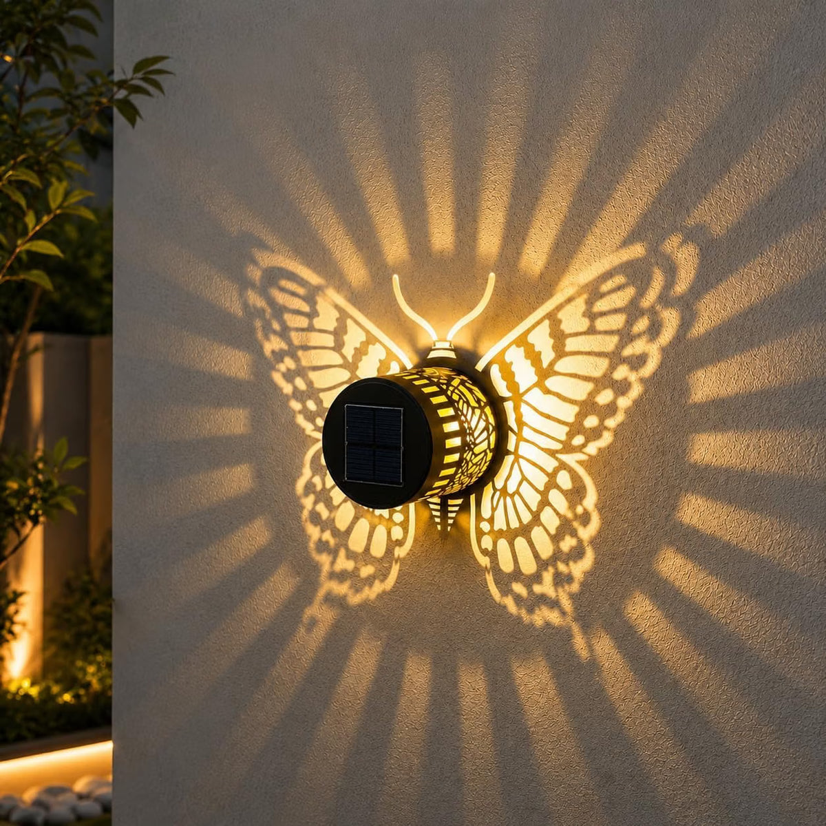 AHUJA INTERNATIONAL Solar Butterfly Garden Wall Light, Outdoor Waterproof Decorative Lamp, Solar Powered Auto Dusk to Dawn Light for Garden, Balcony, Fence & Pathway