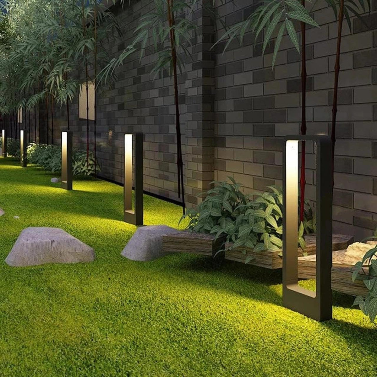 AHUJA INTERNATIONAL Modern Gate & Bollard 2ft Bollard Light IP65 Waterproof Garden Post Light, Rectangular  Lamp for Pathway, Lawn, Driveway, Entrance – Warm White 2-Year Warranty, 600 mm