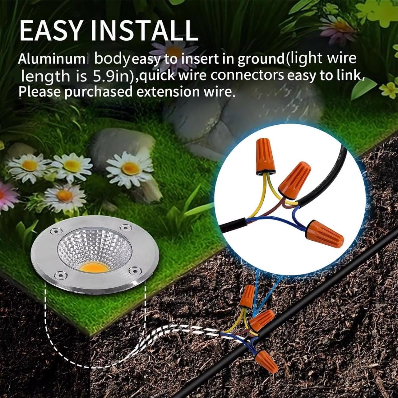 AHUJA INTERNATIONAL Ground Burial Outdoor Path Light Stainless Steal Plate Aluminum Body 220V Direct IP65 Underground Light Buried Recessed Floor Outdoor Lamp Warm White ,2 Year Warranty