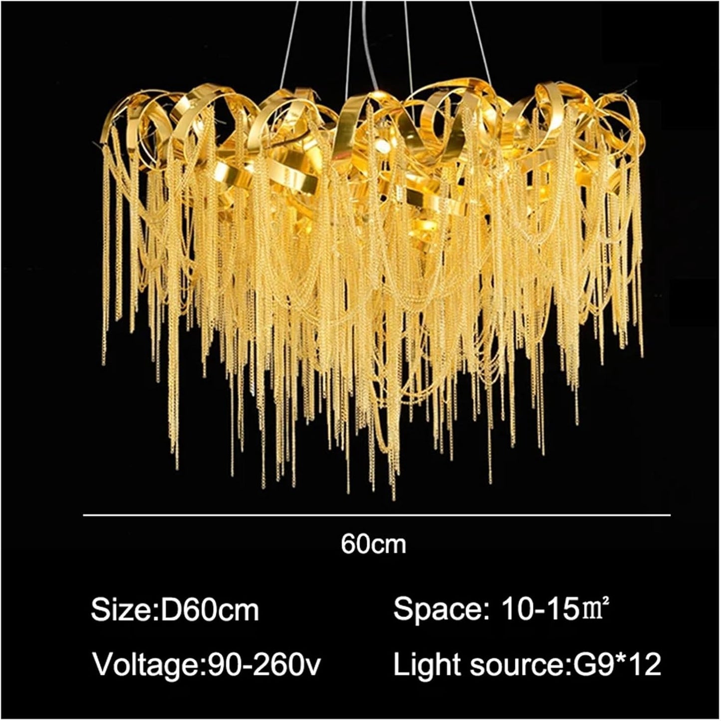 Ahuja International Modern Luxury Chandelier Light Chain Tassel Living Room Dining Room Chandelier Villa Lamps ( 600/800MM)