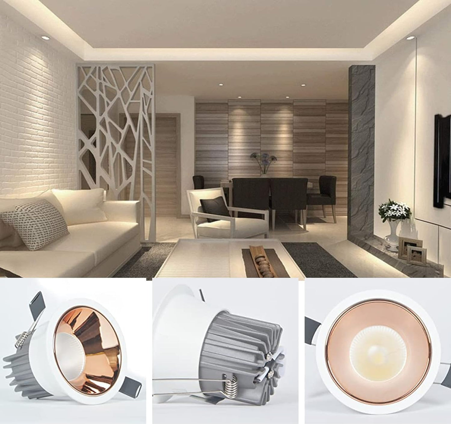 AHUJA INTERNATIONAL Modern Smart App Base WiFi, Add Device Ceiling Recessed 12 Watts APP Control & Bluetooth, Secure Installation Cob Light 2-Year Warranty - 75mm Cut Out, Warm White