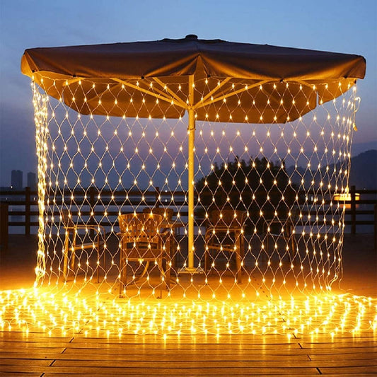 Ahuja International Net Mesh Curtain Lights – 224 LED Warm White Fairy String Lights, 3x2 Meter with 8 Lighting Modes for Home, Wedding, Party, Diwali, Christmas & Festival Decoration