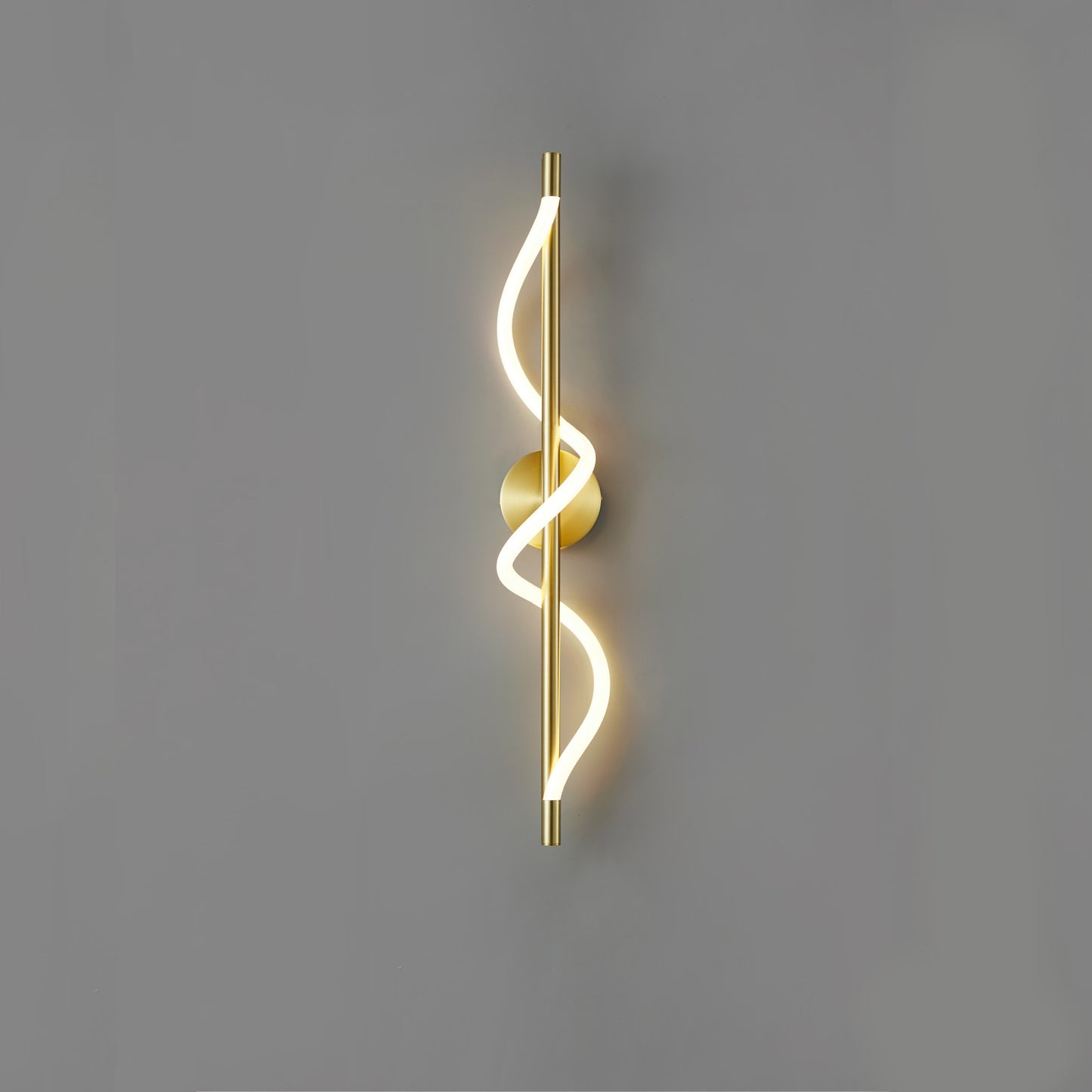 Ahuja International Modern Golden Body LED Long Twisted Acrylic Tube Wall Light for Bedroom Bedside Living Room Hallway - Warm White (600/800mm)