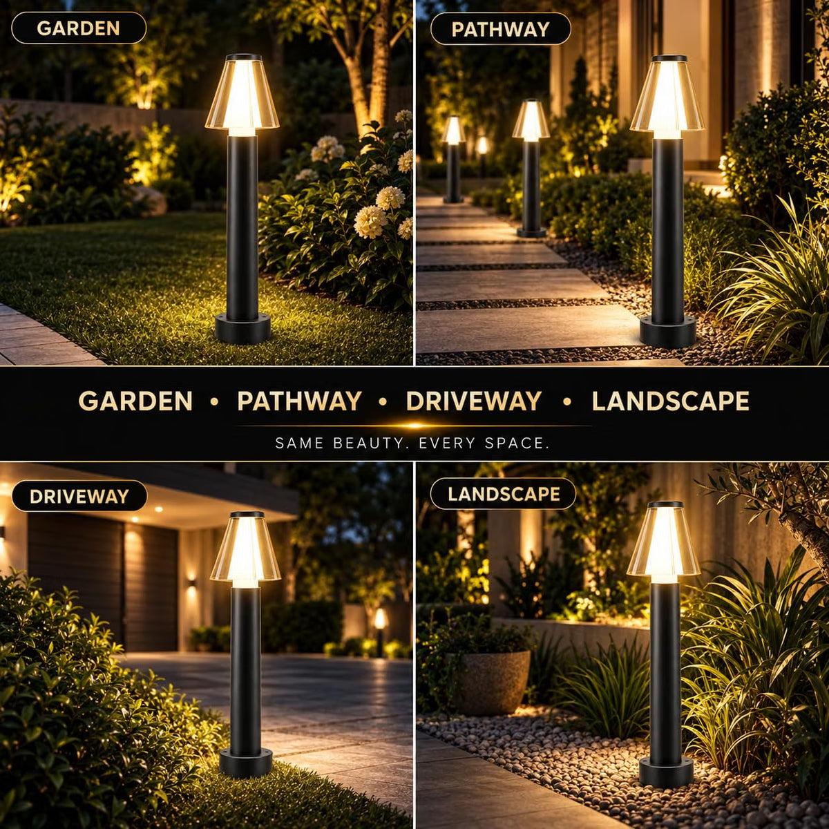 AHUJA INTERNATIONAL 12W Bollard Light 2 Feet Outdoor Garden Pathway Light Warm White Decorative Post Light for Lawn, Walkway, Driveway & Landscape IP65 Weather Resistant (2-Year Warranty)