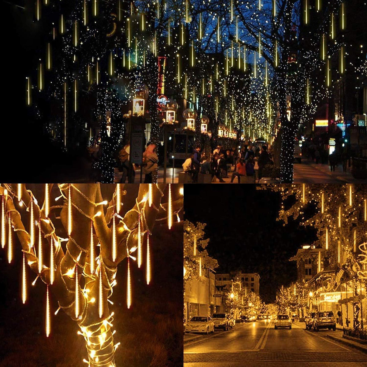 AHUJA INTERNATIONAL 18 /40 Inch Meteor Shower Rain Drop Lights 8 Tubes Falling Icicle Waterproof Outdoor & Hanging Decoration Lights for Christmas Diwali Garden Tree Party Warm White Pack of 1