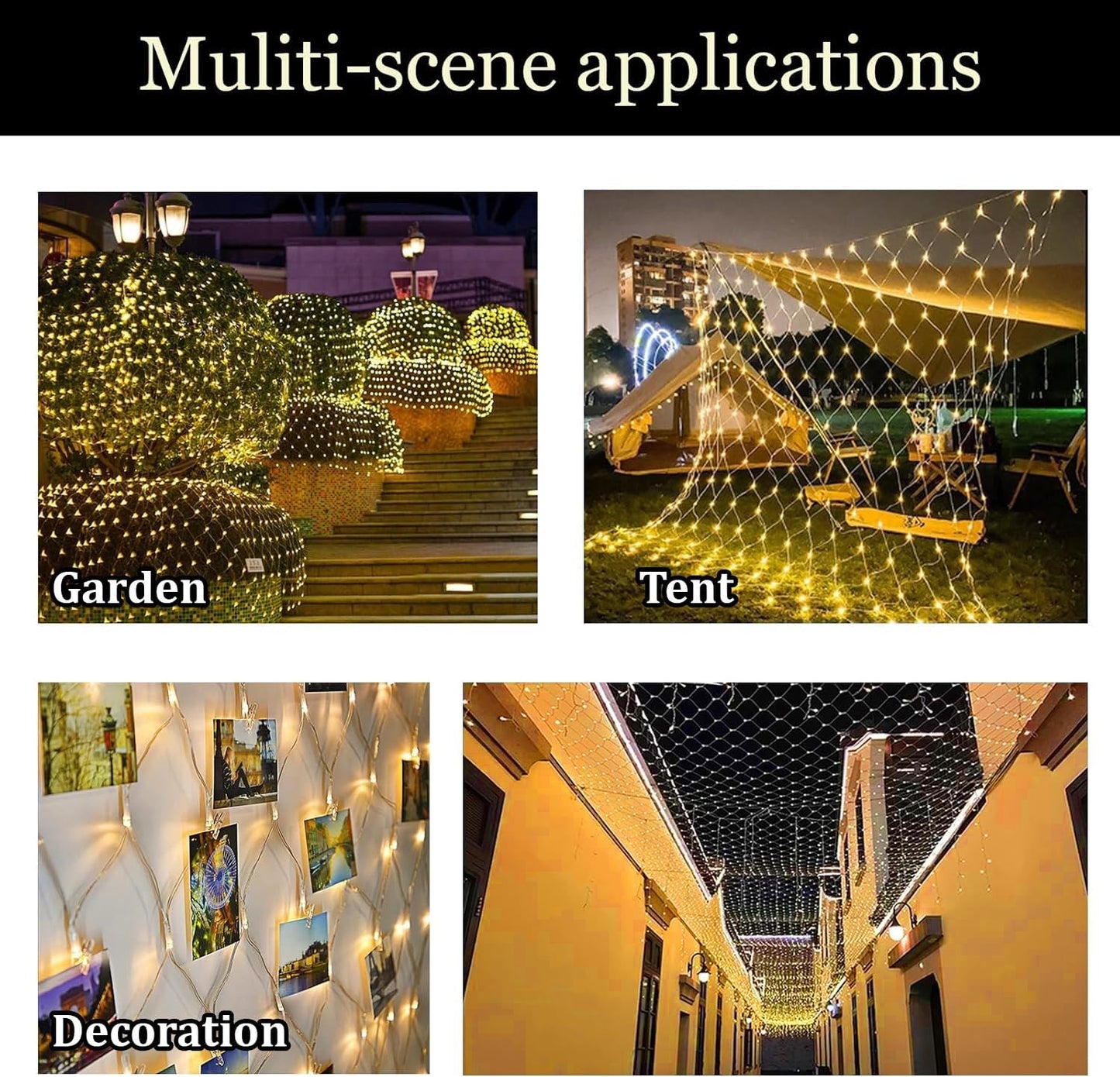 Ahuja International Net Mesh Curtain Lights – 224 LED Warm White Fairy String Lights, 3x2 Meter with 8 Lighting Modes for Home, Wedding, Party, Diwali, Christmas & Festival Decoration