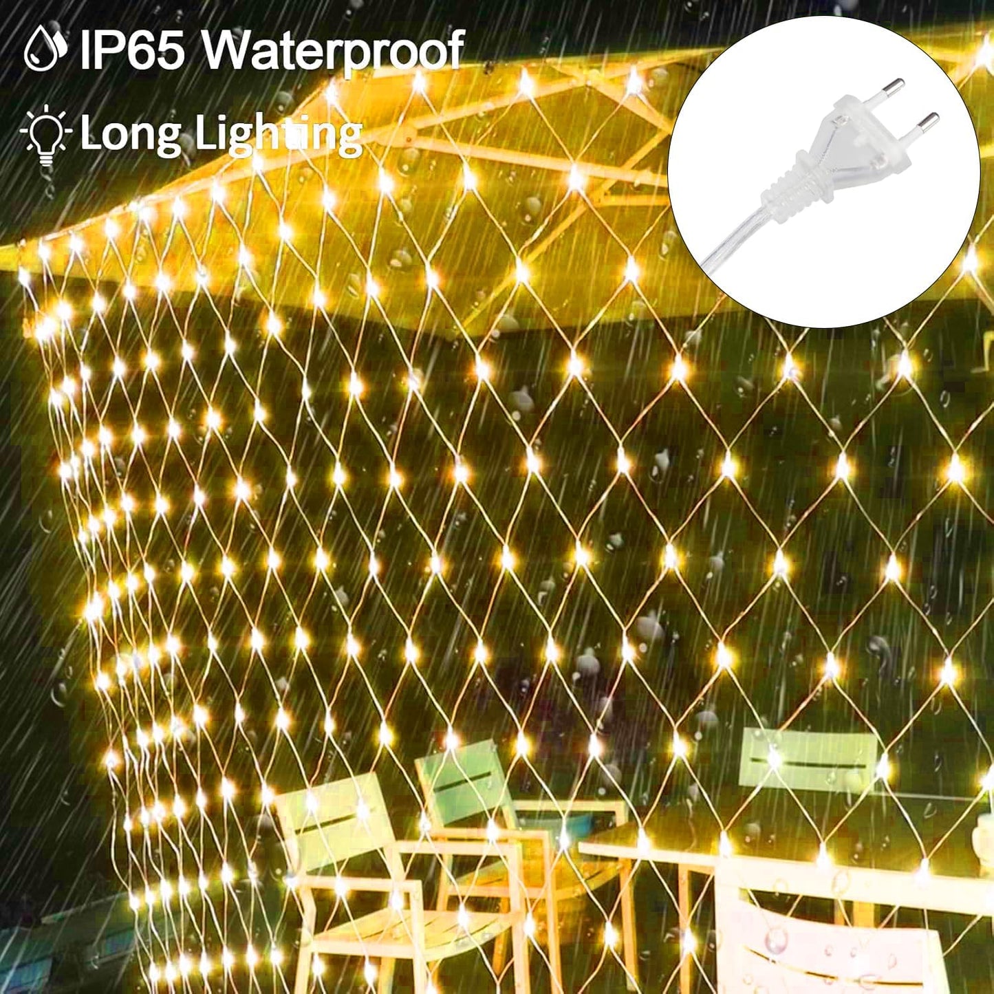 Ahuja International Net Mesh Curtain Lights – 224 LED Warm White Fairy String Lights, 3x2 Meter with 8 Lighting Modes for Home, Wedding, Party, Diwali, Christmas & Festival Decoration