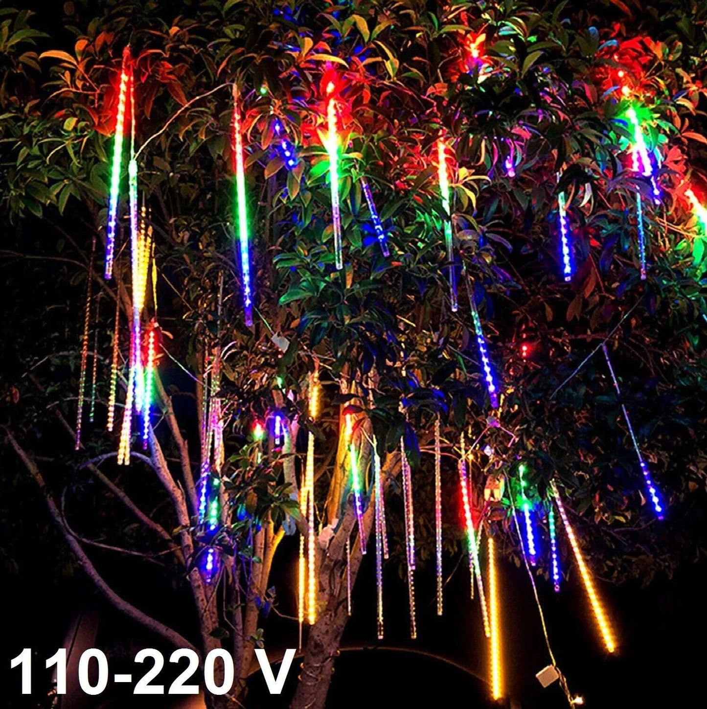 AHUJA INTERNATIONAL Rain Drop Lights, LED Meteor Shower Lights8 Tubes,Falling Lights for Diwali,Christmas Decoration, Home,Tree Light Outdoor (Warm White/RGB)(18 inch/40 inch (40 INCH RGB)